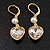 Clear Crystal Heart Drop Earrings In Gold Tone Metal with Leverback Closure - 40mm L - view 2