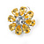 Yellow Citrine/Clear Cz Flower Clip On Earrings in Silver Tone - 17mm Diameter - view 6