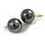 Large Hematite Coloured Acrylic Ball Stud Earrings - 20mm Diameter - view 4