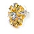 Yellow Citrine/Clear Cz Flower Stud Earrings in Silver Tone - 17mm Diameter - view 5