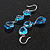Multi Heart Blue Glass Drop Earrings in Rhodium Plating - 55mm Long - view 8