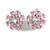 Pink/Clear Cz Flower Clip On Earrings in Silver Tone - 17mm Diameter