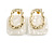 Contemporary Square White Acrylic with Hammered Metal Circle Stud Earrings in Gold Tone - 30mm Tall - view 7