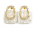 Contemporary Square White Acrylic with Hammered Metal Circle Stud Earrings in Gold Tone - 30mm Tall