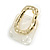 Contemporary Square White Acrylic with Hammered Metal Circle Stud Earrings in Gold Tone - 30mm Tall - view 5