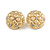 Crystal Round Quilted Dome Shape Stud Earrings in Gold Tone - 23mm Diameter - view 4