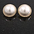 Round Faux Pearl Crystal Button Shaped Stud Earrings in Gold Tone - 23mm Diameter - view 6