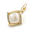 Square Pearl Crystal Drop Earrings in Gold Tone/ Leverback Closure - 33mm Long - view 6
