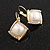 Square Pearl Crystal Drop Earrings in Gold Tone/ Leverback Closure - 33mm Long - view 8