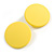 35mm D/ Yellow Acrylic Coin Round Stud Earrings in Matt Finish