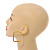 45mm D/ Slim Square Hoop Earrings in Matt Finish (Yellow Shades) - Large Size - view 3