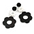 Black/White Acrylic Floral Drop Long Earrings - 70mm L - view 2