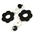 Black/White Acrylic Floral Drop Long Earrings - 70mm L - view 5