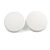 35mm D/ White Acrylic Coin Round Stud Earrings in Matt Finish