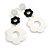 White/Black Acrylic Floral Drop Long Earrings - 70mm L - view 2