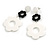 White/Black Acrylic Floral Drop Long Earrings - 70mm L - view 4