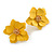 Matte Yellow Layered Daisy Flower Stud Earrings in Gold Tone - 25mm Across