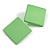 30mm Tall/ Lime Green Acrylic Square Stud Earrings in Matt Finish - view 2