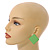 30mm Tall/ Lime Green Acrylic Square Stud Earrings in Matt Finish - view 3