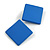 30mm Tall/ Blue Acrylic Square Stud Earrings in Matt Finish - view 2