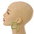 45mm D/ Slim Lime Green Square Hoop Earrings in Matt Finish - Large Size - view 4