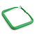 45mm D/ Slim Green Square Hoop Earrings in Matt Finish - Large Size - view 6