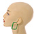 45mm D/ Slim Green Square Hoop Earrings in Matt Finish - Large Size - view 4