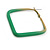 45mm D/ Slim Square Hoop Earrings in Matt Finish (Green/Yellow Shades) - Large Size - view 6
