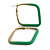 45mm D/ Slim Square Hoop Earrings in Matt Finish (Green/Yellow Shades) - Large Size