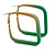 45mm D/ Slim Square Hoop Earrings in Matt Finish (Green/Yellow Shades) - Large Size - view 2