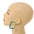 45mm D/ Slim Square Hoop Earrings in Matt Finish (Green/Yellow Shades) - Large Size - view 3