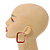 45mm D/ Slim Red/Pink Square Hoop Earrings in Matt Finish - Large Size - view 3