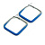 45mm D/ Slim Blue/Grey Square Hoop Earrings in Matt Finish - Large Size - view 4
