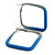 45mm D/ Slim Blue/Grey Square Hoop Earrings in Matt Finish - Large Size - view 2