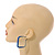 45mm D/ Slim Blue/Grey Square Hoop Earrings in Matt Finish - Large Size - view 3