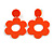 Orange Acrylic Open Cut Flower Drop Earrings - 55mm Long - view 2
