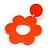 Orange Acrylic Open Cut Flower Drop Earrings - 55mm Long - view 5