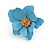 Matte Light Blue Layered Daisy Flower Stud Earrings in Gold Tone - 25mm Across - view 5