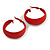 40mm D/ Wide Red Hoop Earrings in Matt Finish - Medium Size - view 4