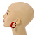 40mm D/ Wide Red Hoop Earrings in Matt Finish - Medium Size - view 3