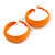 40mm D/ Wide Orange Hoop Earrings in Matt Finish - Medium Size - view 2