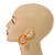 40mm D/ Wide Orange Hoop Earrings in Matt Finish - Medium Size - view 3