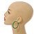 50mm D/ Slim Green Hoop Earrings in Matt Finish - Large Size - view 3