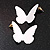 Matt White Butterfly Stud Earrings - 30mm Wide - view 3