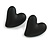 Black Acrylic Heart Stud Earrings (one-sided design) - 25mm Tall - view 4