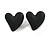 Black Acrylic Heart Stud Earrings (one-sided design) - 25mm Tall - view 2
