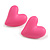 Pink Acrylic Heart Stud Earrings (one-sided design) - 25mm Tall - view 4