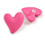 Pink Acrylic Heart Stud Earrings (one-sided design) - 25mm Tall - view 2