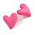 Pink Acrylic Heart Stud Earrings (one-sided design) - 25mm Tall - view 5