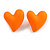 Neon Orange Acrylic Heart Stud Earrings (one-sided design) - 25mm Tall